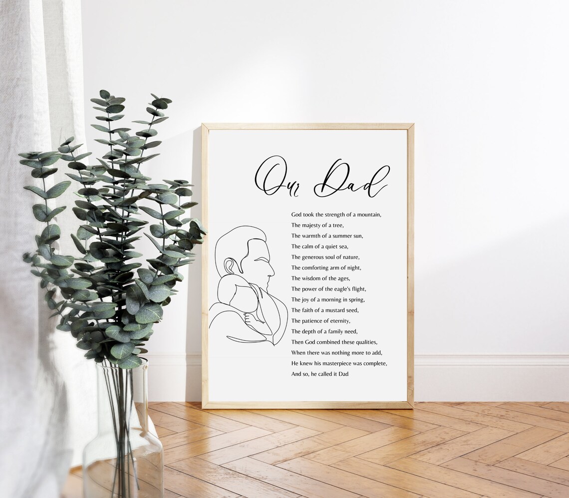Our Dad Poem Father Gift Minimalist Line Art Fatherhood Poster - Image 2