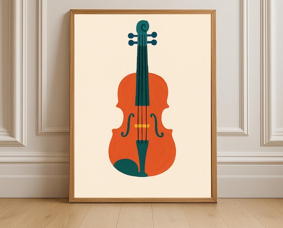 Modern Violin Poster Minimalist Music Nursery Kids Room Wall Decor