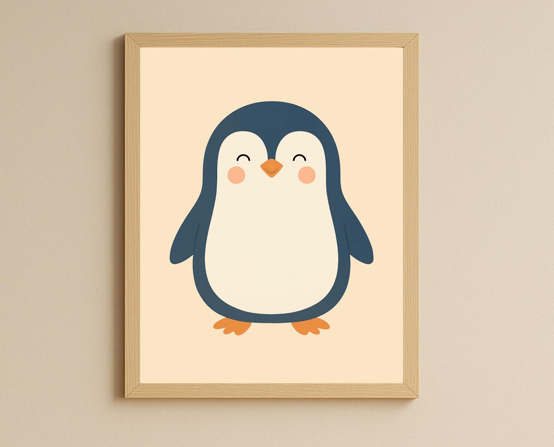Cute Penguin Wall Art Minimal Nursery For Baby Or Toddler Scandinavian Kids Poster - Image 3