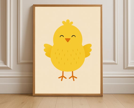 Baby Chick Wall Art Cute Yellow Farm Animal For Nursery Toddler Room