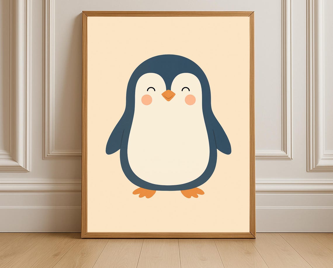 Cute Penguin Wall Art Minimal Nursery For Baby Or Toddler Scandinavian Kids Poster - Image 4