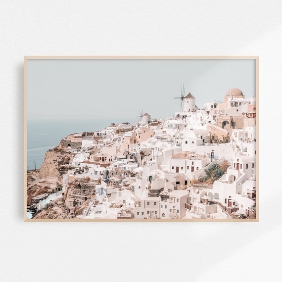 Oia Santorini Travel Poster, Coastal Greece Decor