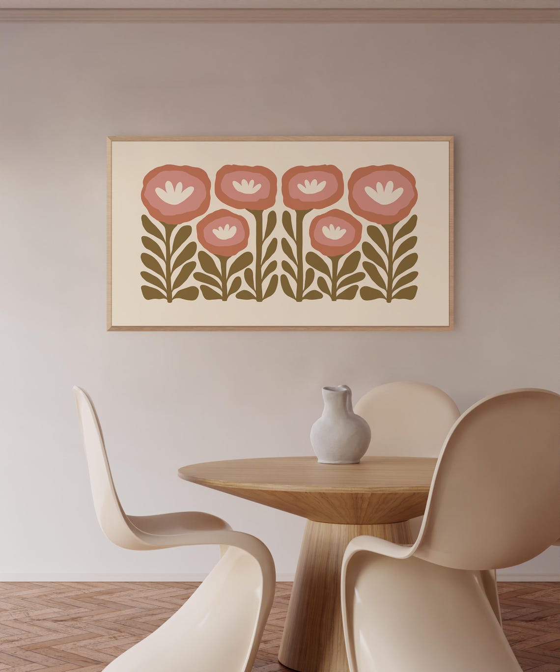 Terracotta Retro Bloom Flower Olive Stem Minimalist Floral Poster - Image 3