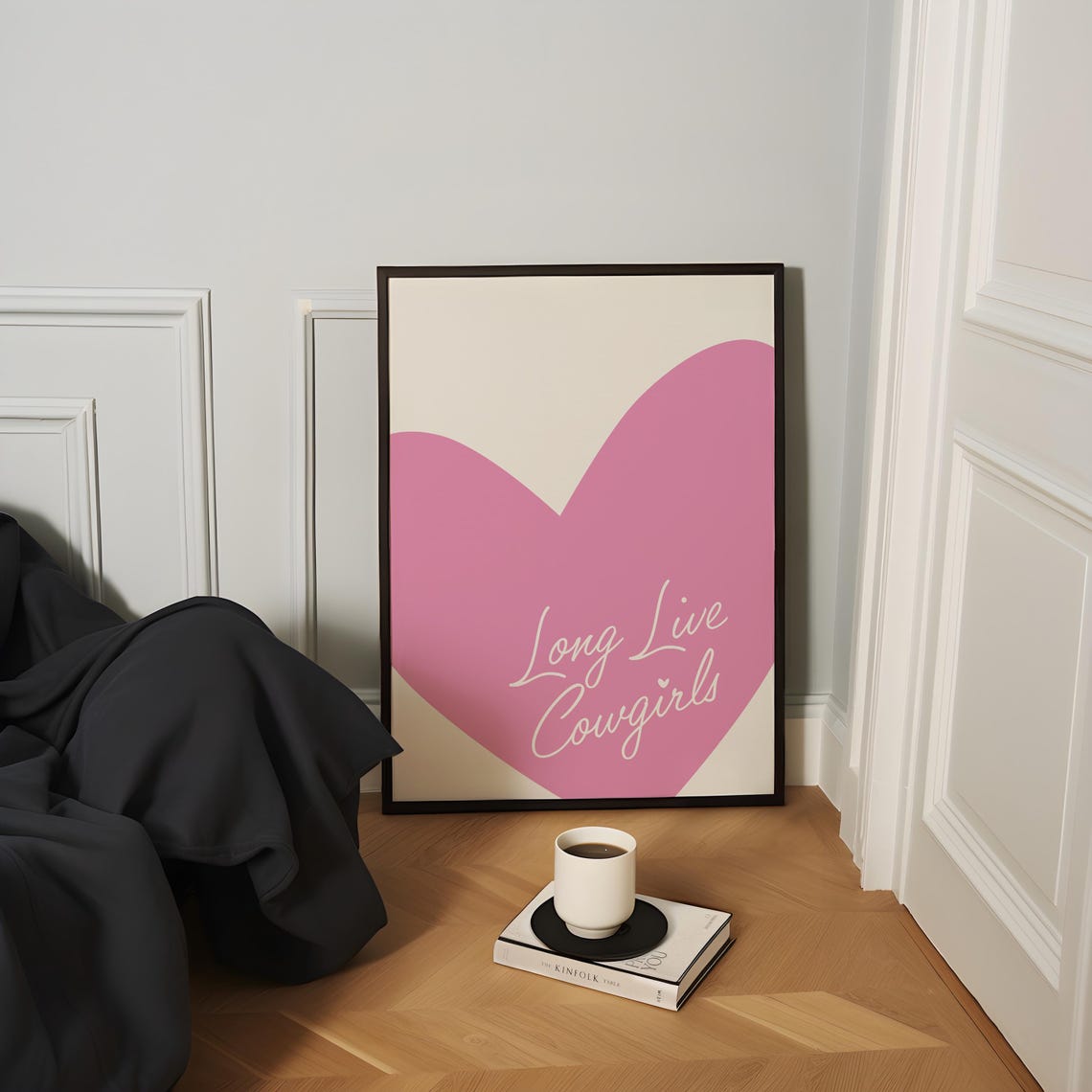 Long Live Cowgirls Script Big Pink Heart Girly Western Wall Art - Image 3