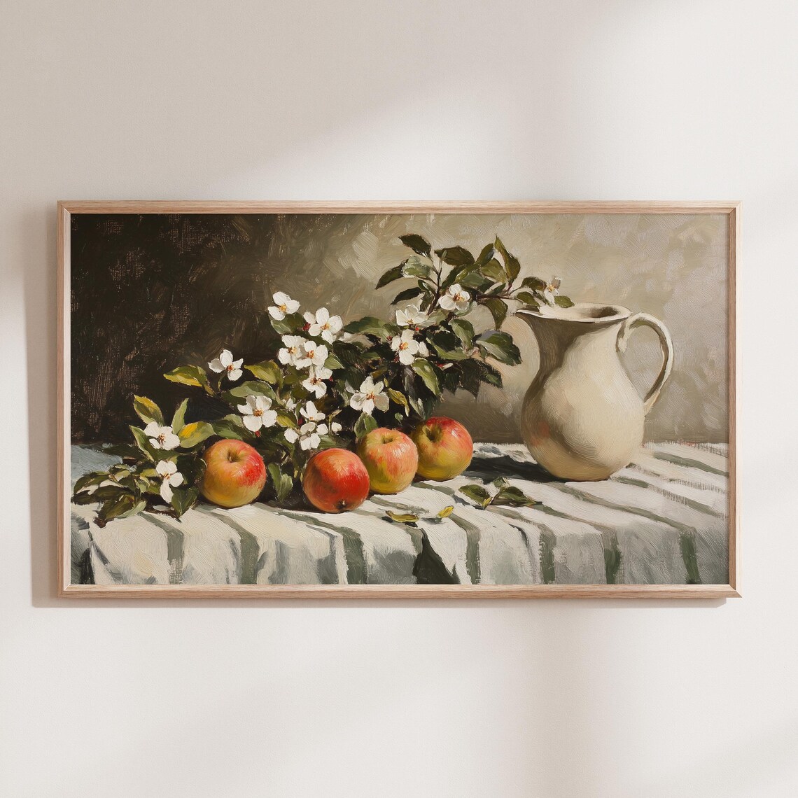 Apples Oil Painting, Vintage Botanical Still Life