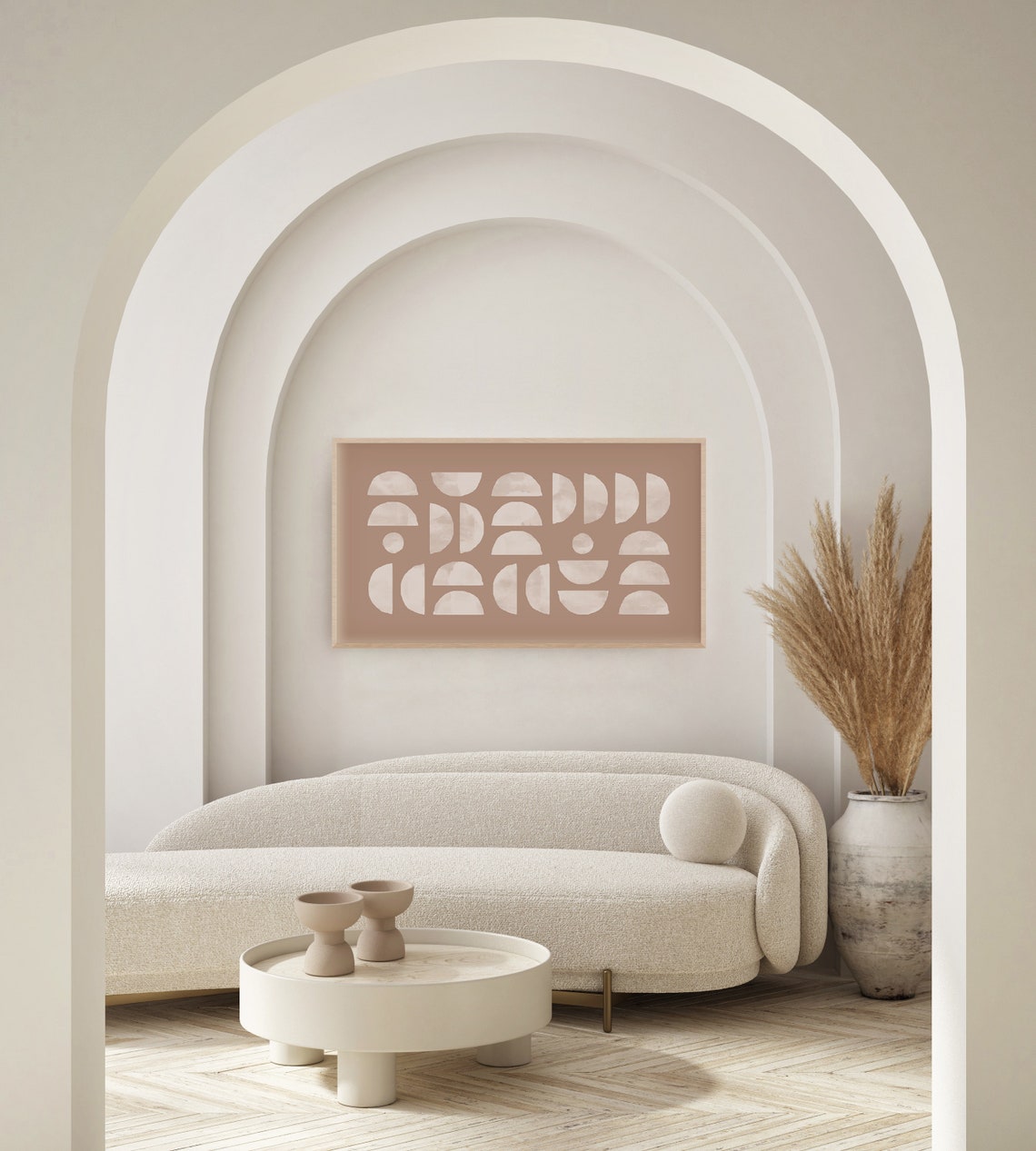 Terracotta Geometric Half Circle Modern Mid Century Wall Decor Poster - Image 2