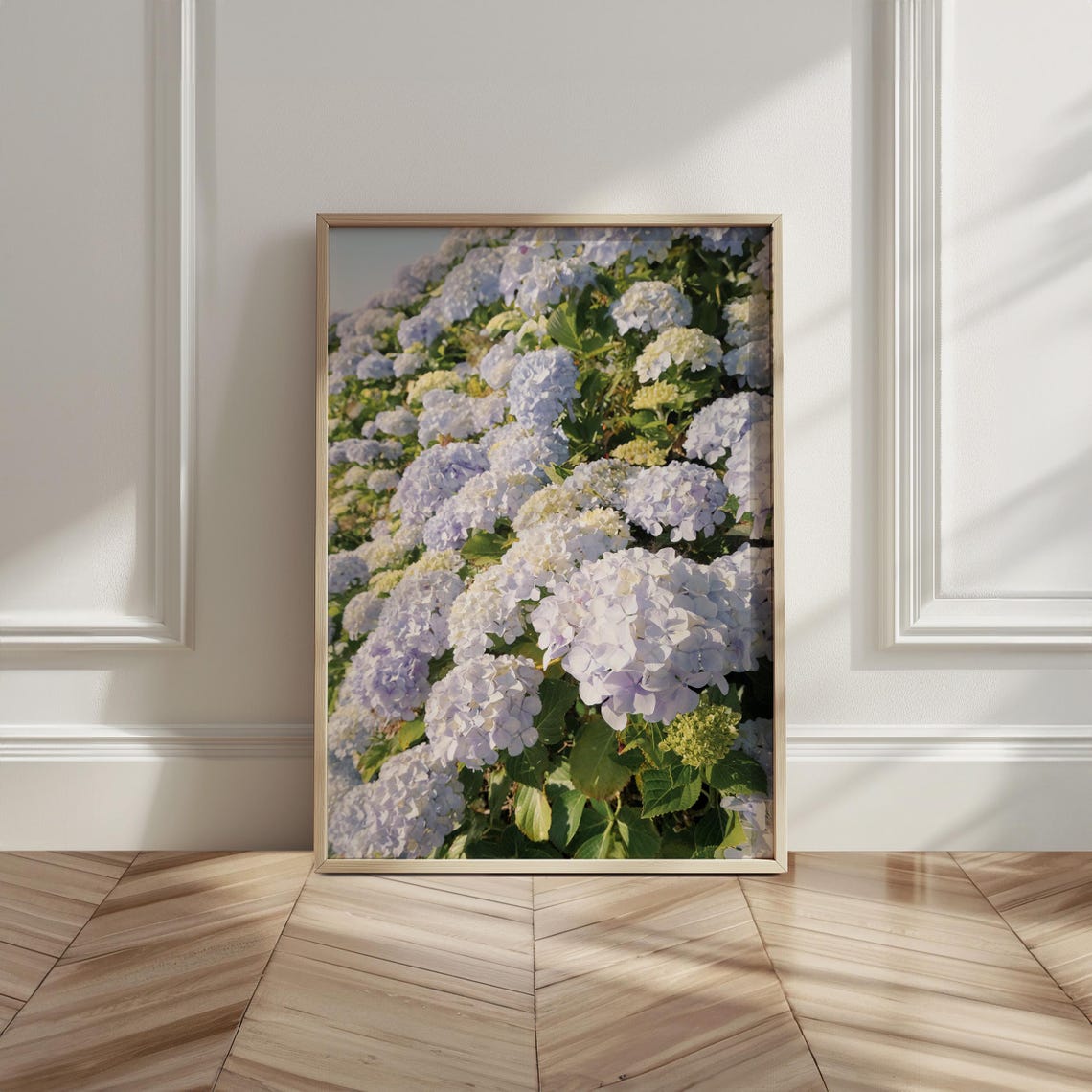 Lilac Hydrangea Blooms Garden Floral Photo Sunlit Vertical Poster - Image 6
