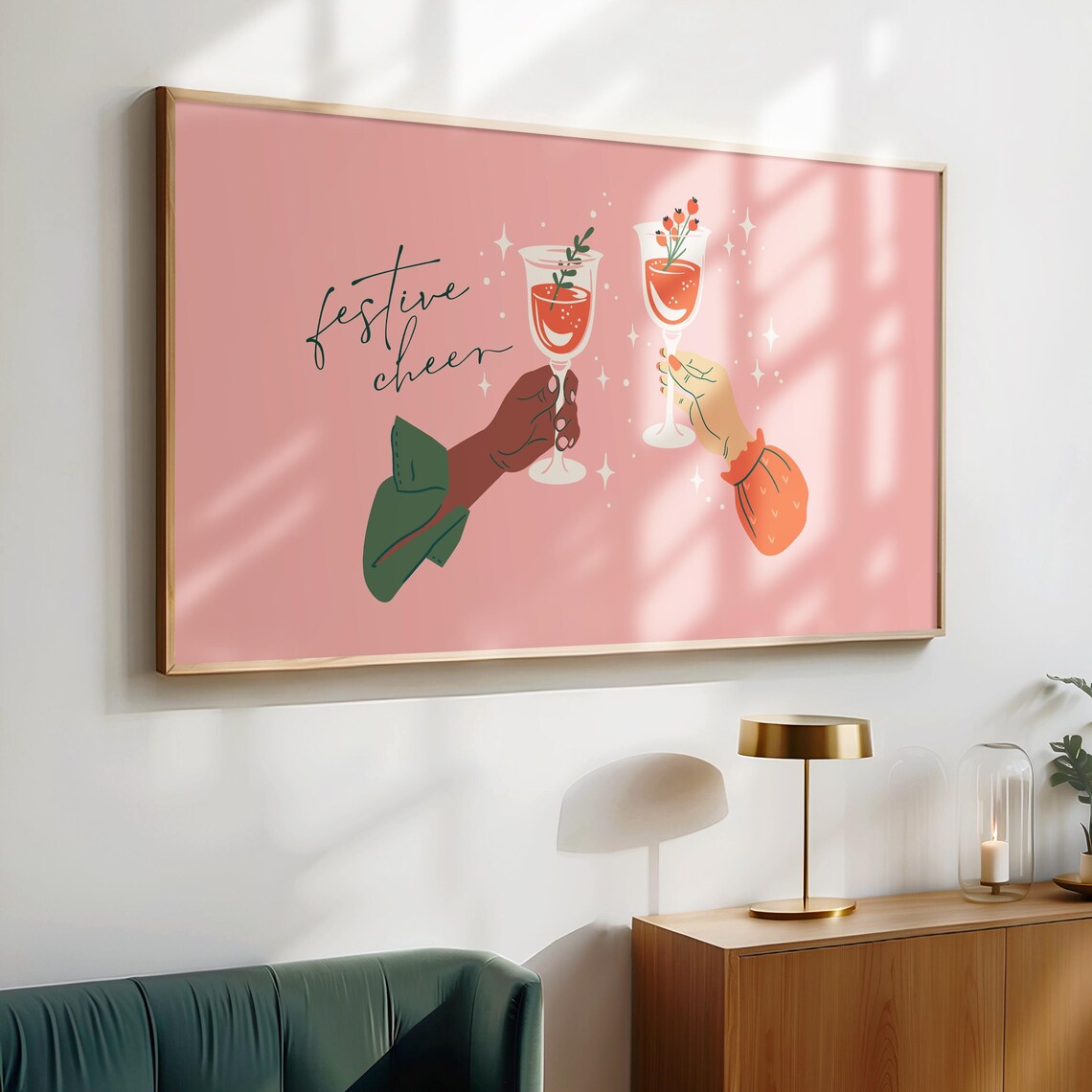 Festive Cheer Pink Cocktail Toast Christmas Holiday Season Poster - Image 3