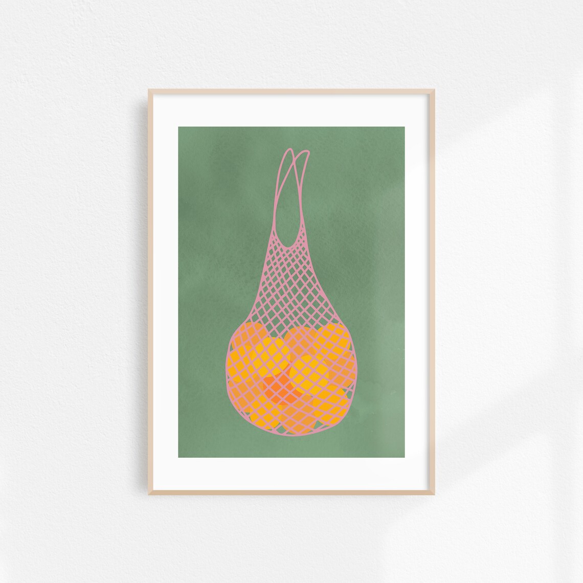 Bag Of Oranges Watercolor Kitchen Wall Art
