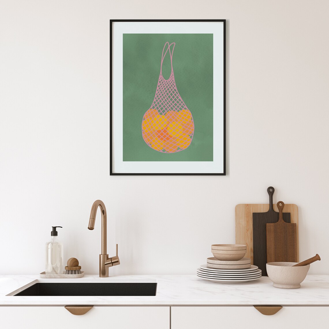 Bag Of Oranges Watercolor Kitchen Wall Art - Image 2