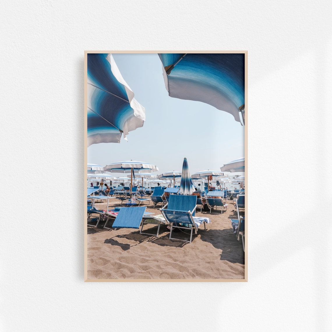 Blue Beach Umbrellas And Sunbeds Positano Summer Photo Poster