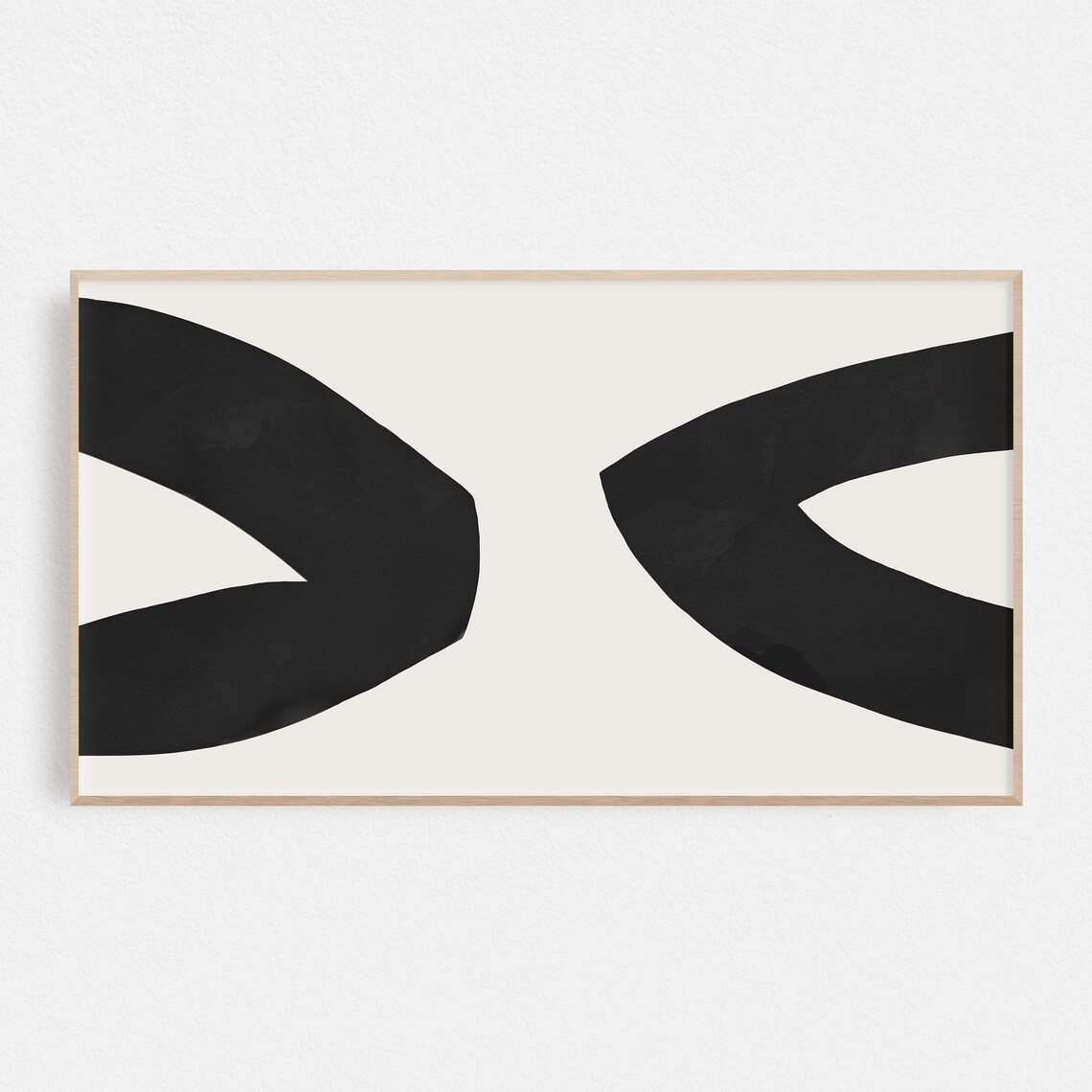 Minimalist Black Brushstroke Curves Monochrome Abstract Art Poster