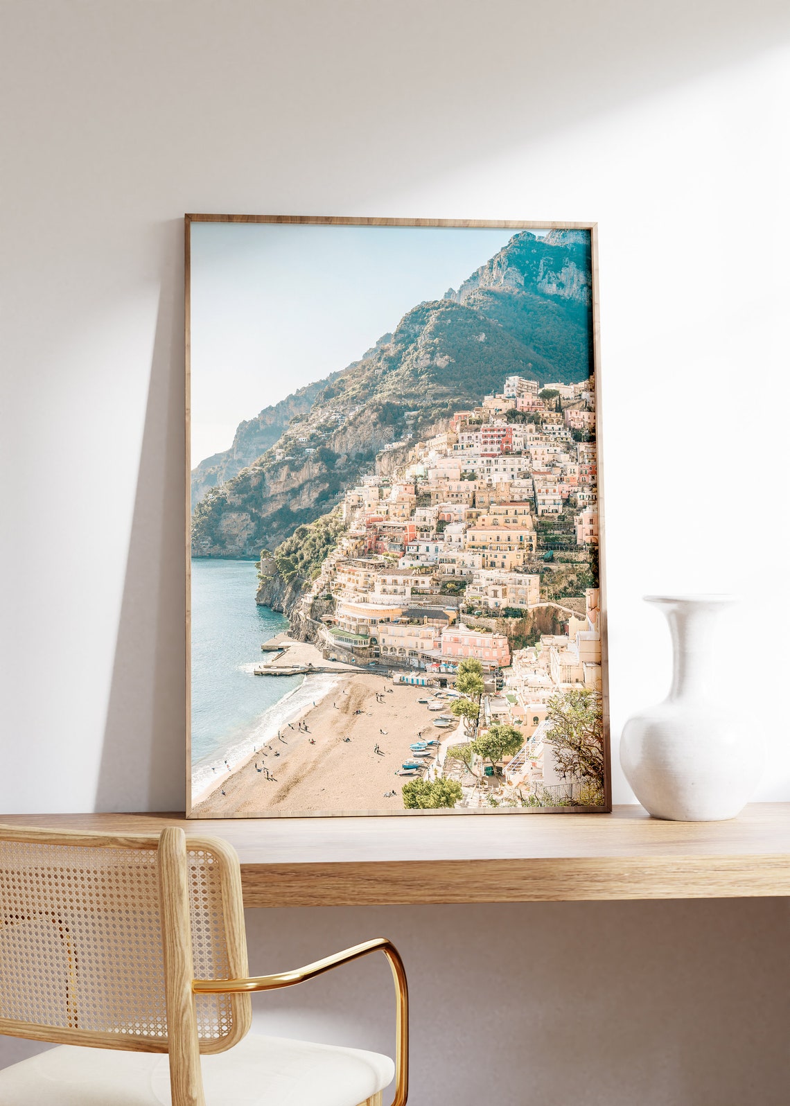 Positano Beach And Pastel Cliffside Houses Amalfi Coast Poster - Image 3