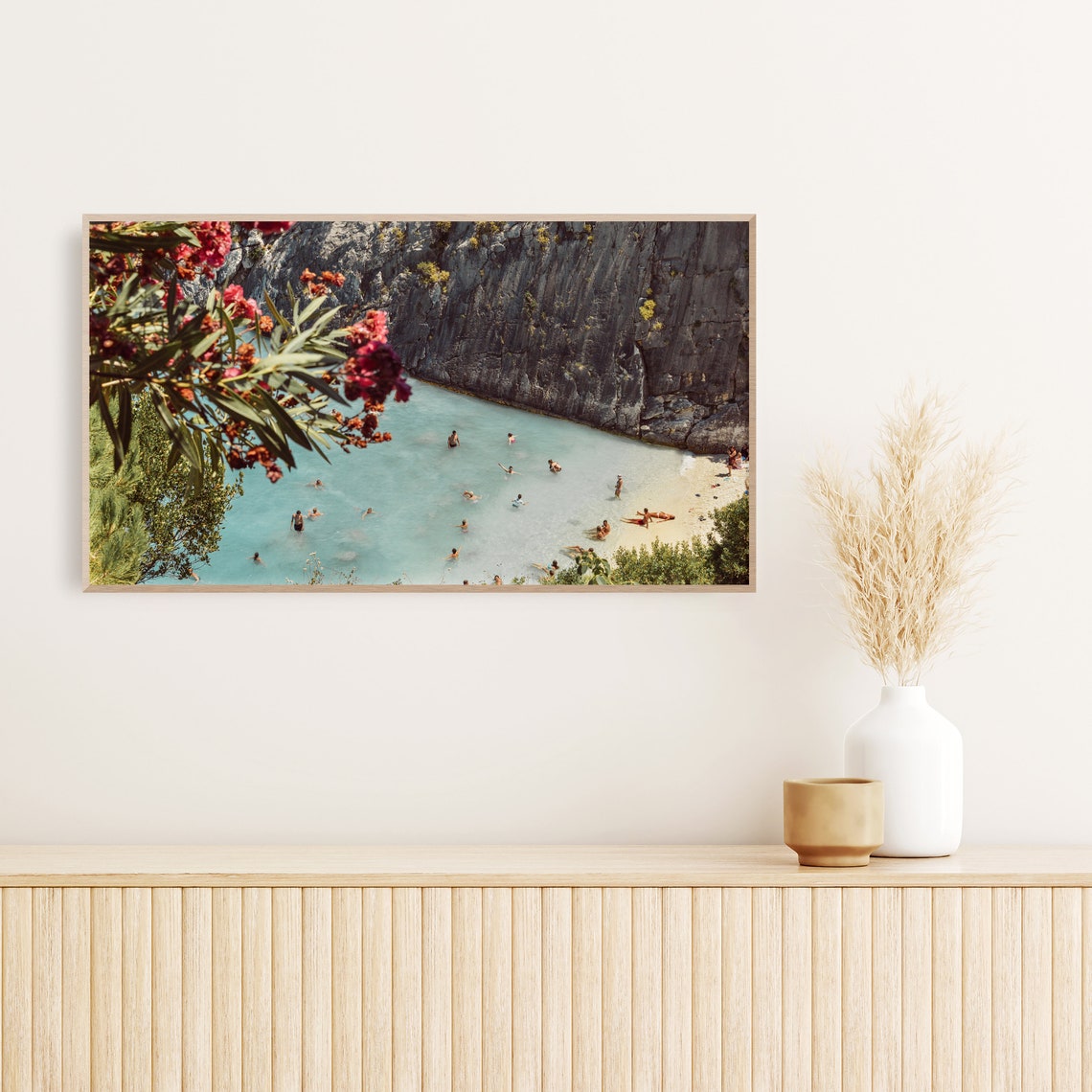 Greek Turquoise Cove Beach Swimmers Summer Coastal Escape Poster - Image 3