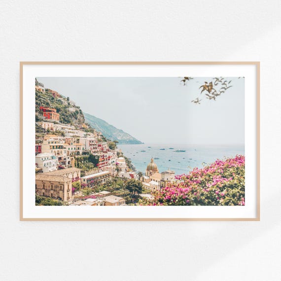 Vintage Amalfi Coast Positano Landscape Travel Poster