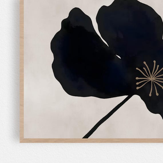 Black Flower Art For Frame Tv Black Beige Botanical Painting Moody Flower Art Minimalist Flower Print Japandi Wall Art Neutral