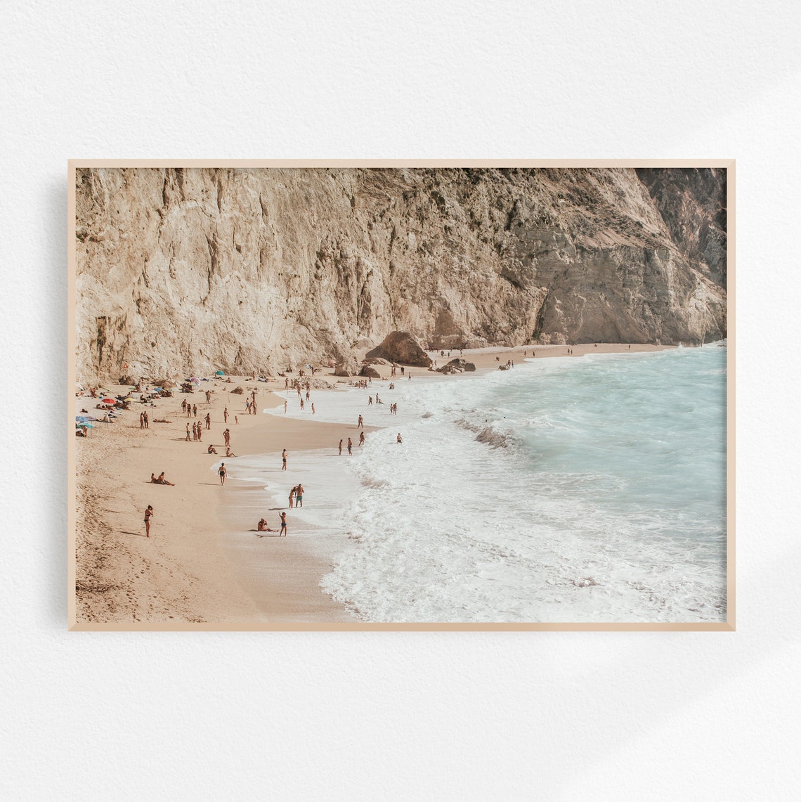 Lefkada Beach Under Towering Cliffs Greece Summer Shore Poster