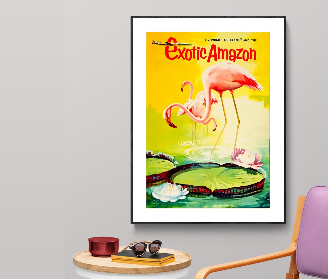 Amazon Brazil Vintage Travel Poster, Travel Poster