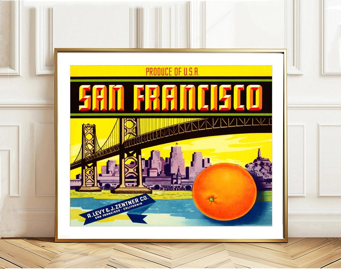 San Francisco Bay Bridge Orange Crate Label Vintage Advertising Poster - Image 2