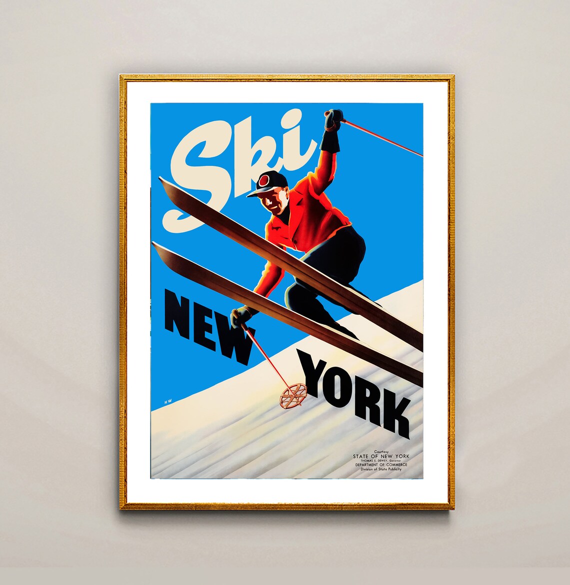 Ski New York Vintage State Tourism Ski Jumping Travel Poster - Image 2
