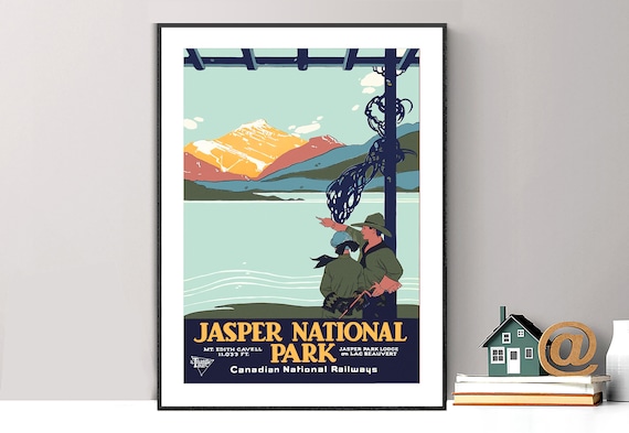 Jasper National Park Mt Edith Cavell Canadian Railways Travel Poster