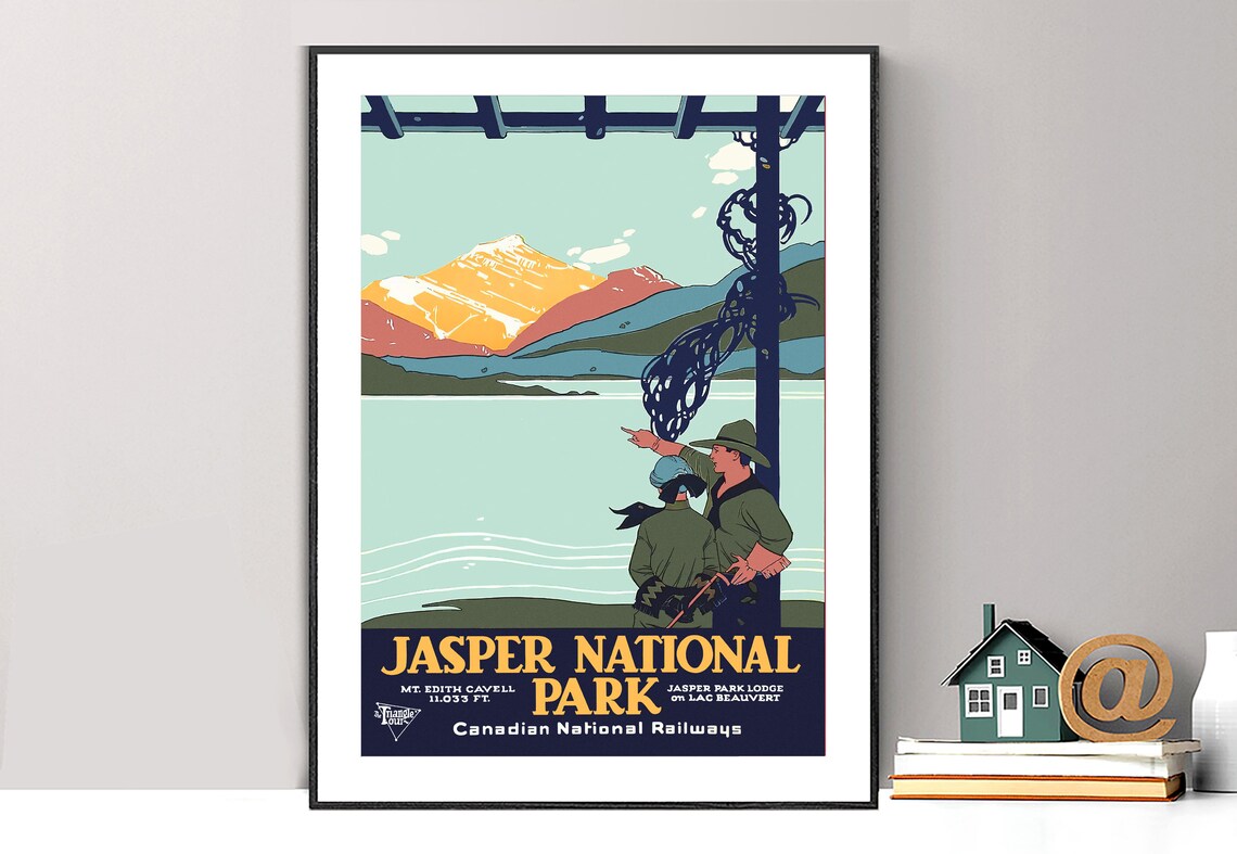 Jasper National Park Mt Edith Cavell Canadian Railways Travel Poster