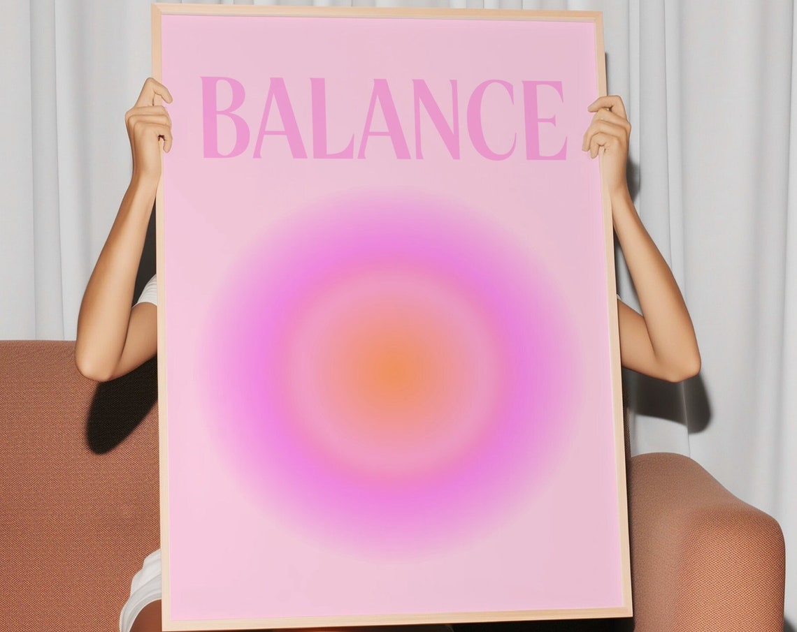 Balance in Soft Pink Aura Typography Gradient Wellness Poster - Image 2