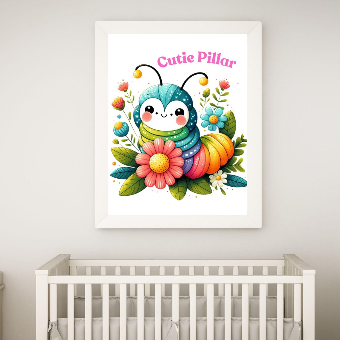 Illustrated Colourful Caterpillar Nursery Decor