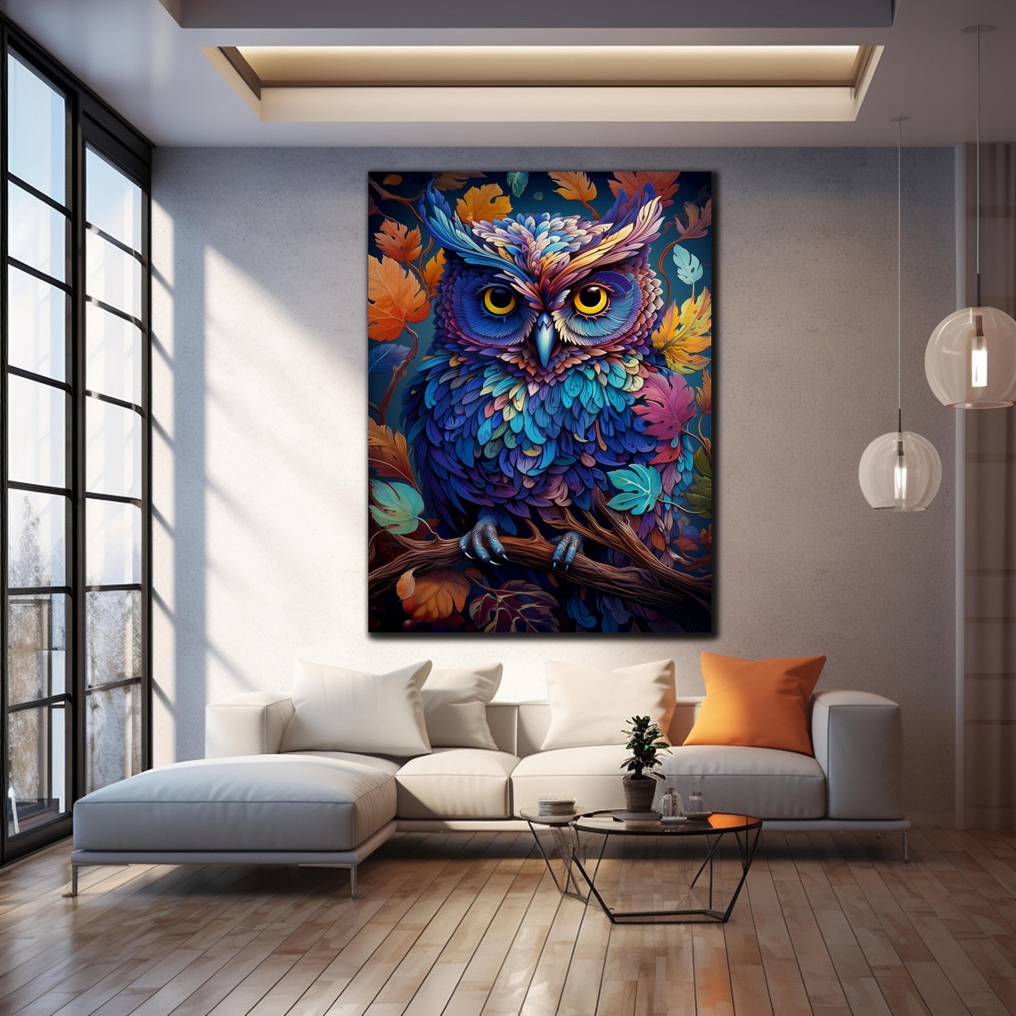 Owl Glass Wall Art Tempered Glass Art Decor Wall Art Decor Cute Owl Glass Art Glass Printing Art Printing Wall Art Owl Glass Painting - Image 4