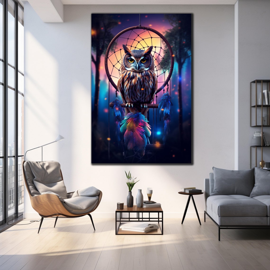 Owl Glass Wall Art Tempered Glass Art Decor Wall Art Decor Cute Owl Glass Art Glass Printing Art Printing Wall Art Owl Glass Painting - Image 3
