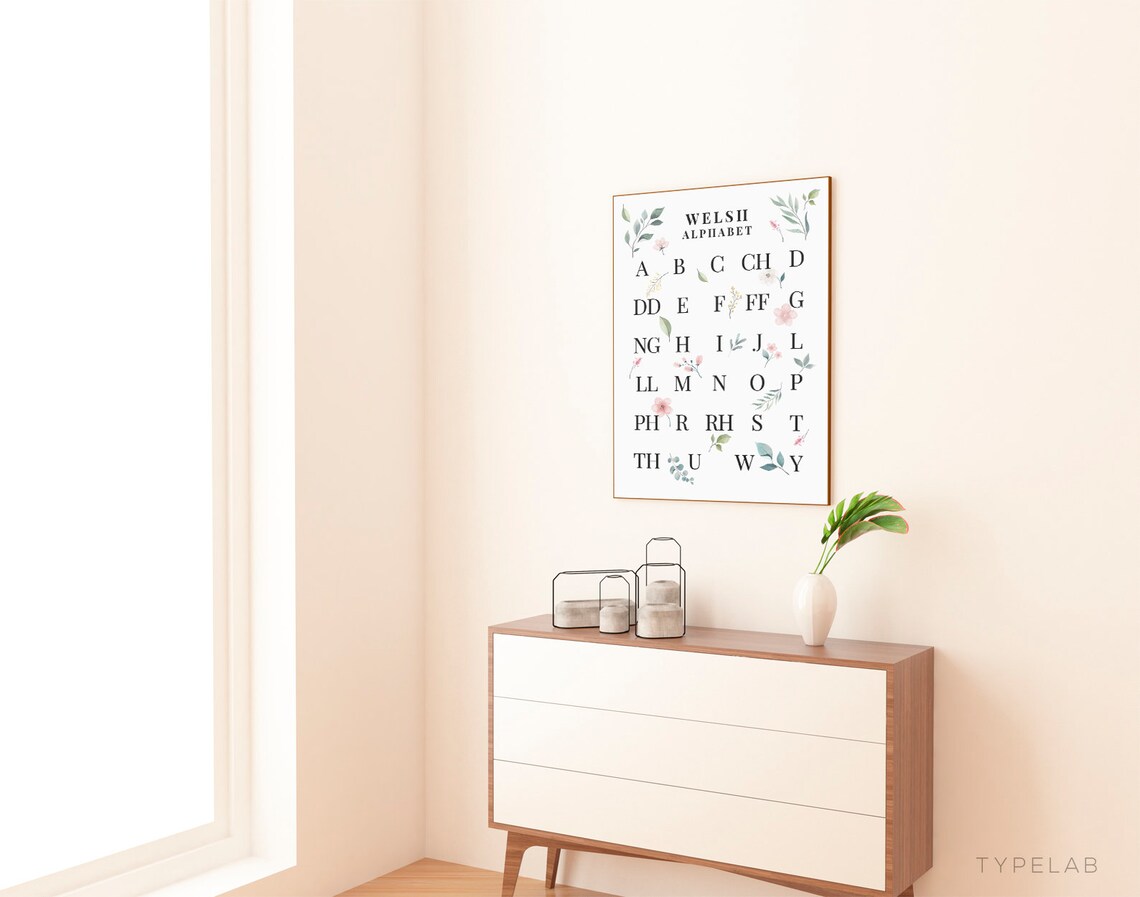 Welsh Alphabet Botanical Poster, Floral Wall Art - Image 2