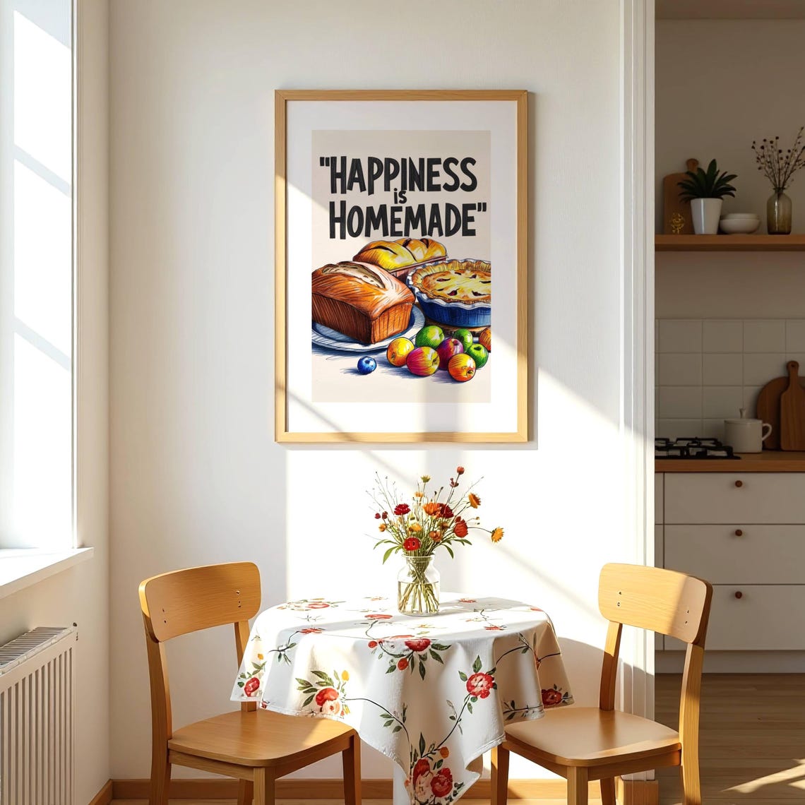 'Happiness Is Homemade' Rustic Bread and Pie Farmhouse Kitchen Poster - Image 3