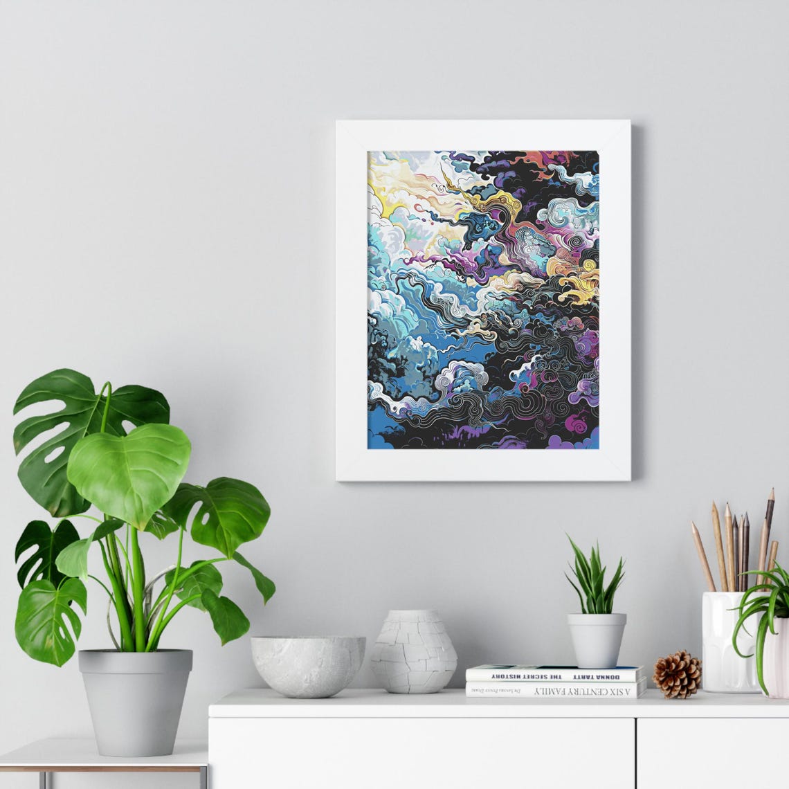 Psychedelic Swirling Cloudscape Dreamy Abstract Waves Art Poster - Image 3