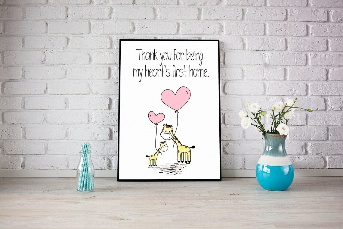 Thank You For Being My Hearts First Home Giraffe Mom Gift Poster - Image 3