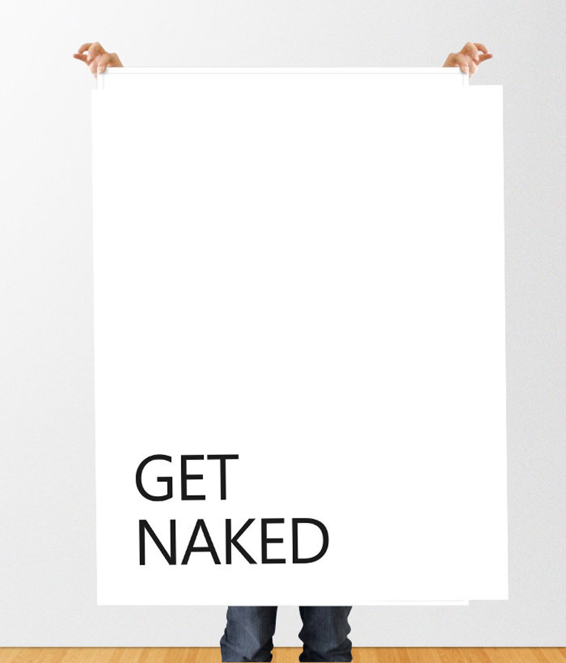 Get Naked Minimalist Bathroom Sign Modern Typography Humor Poster - Image 2