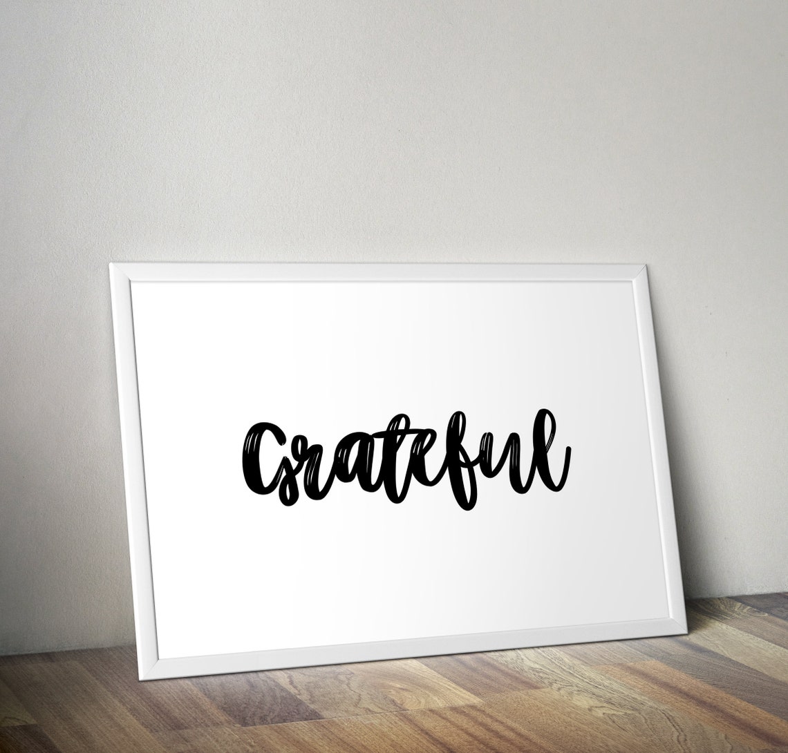 Grateful Script Typography Minimalist Thanksgiving Home Wall Poster - Image 2