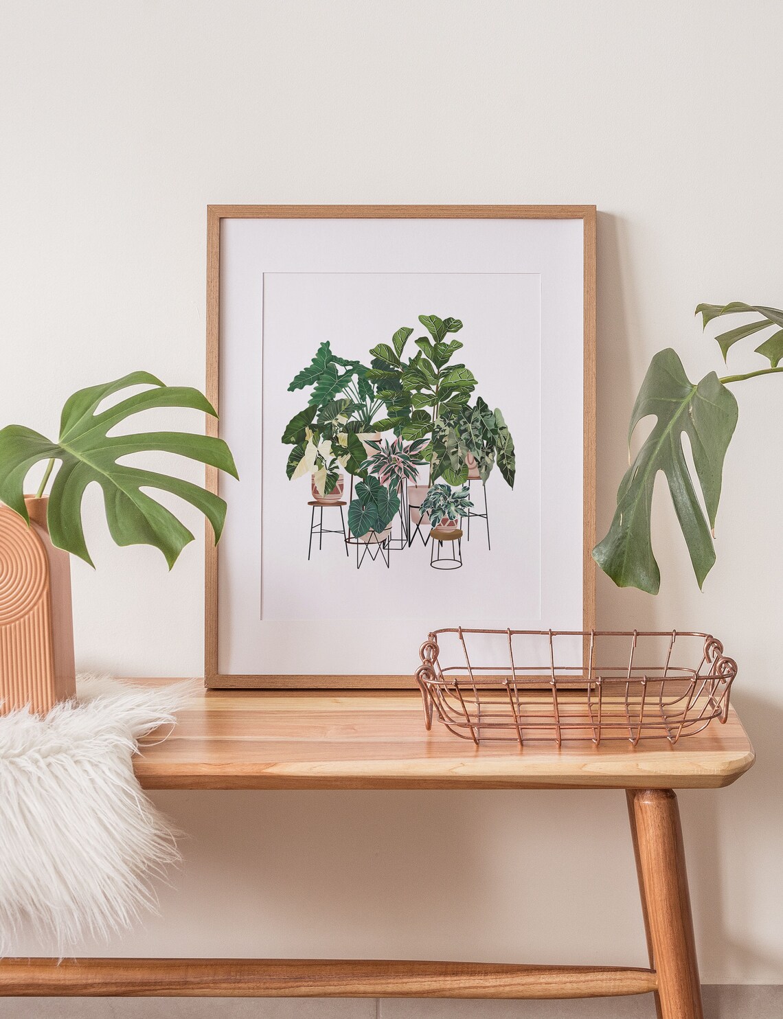 Houseplants On Plant Stands Lush Indoor Jungle Botanical Poster - Image 3