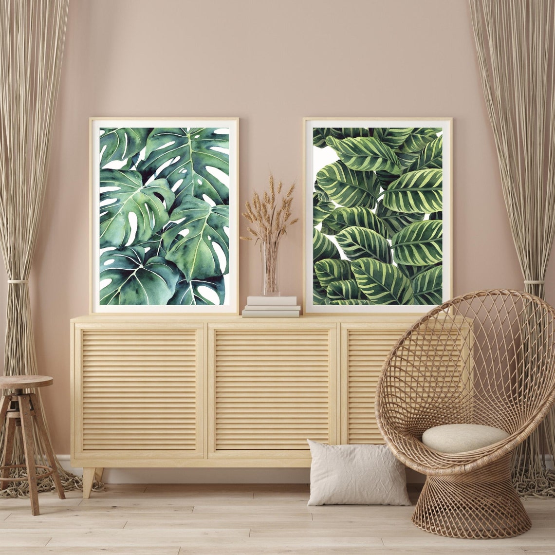 Calathea Zebrina Striped Leaves Watercolor Illustration Poster - Image 3