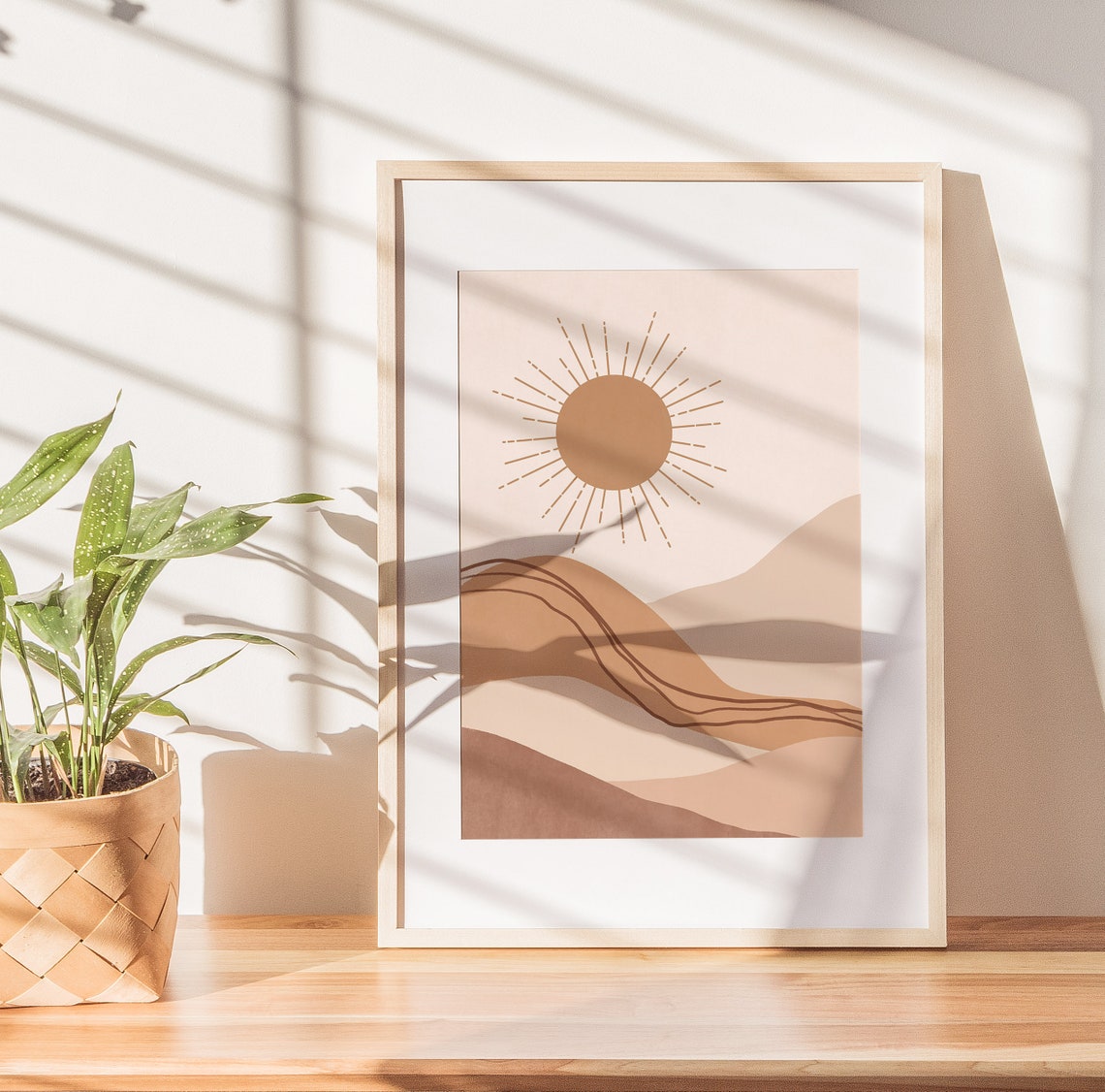 Mountain Sunrise Illustration Neutral Wall Art Landscape Art Print Terracotta Wall Art Boho Art Prints Sunshine Prints - Image 3