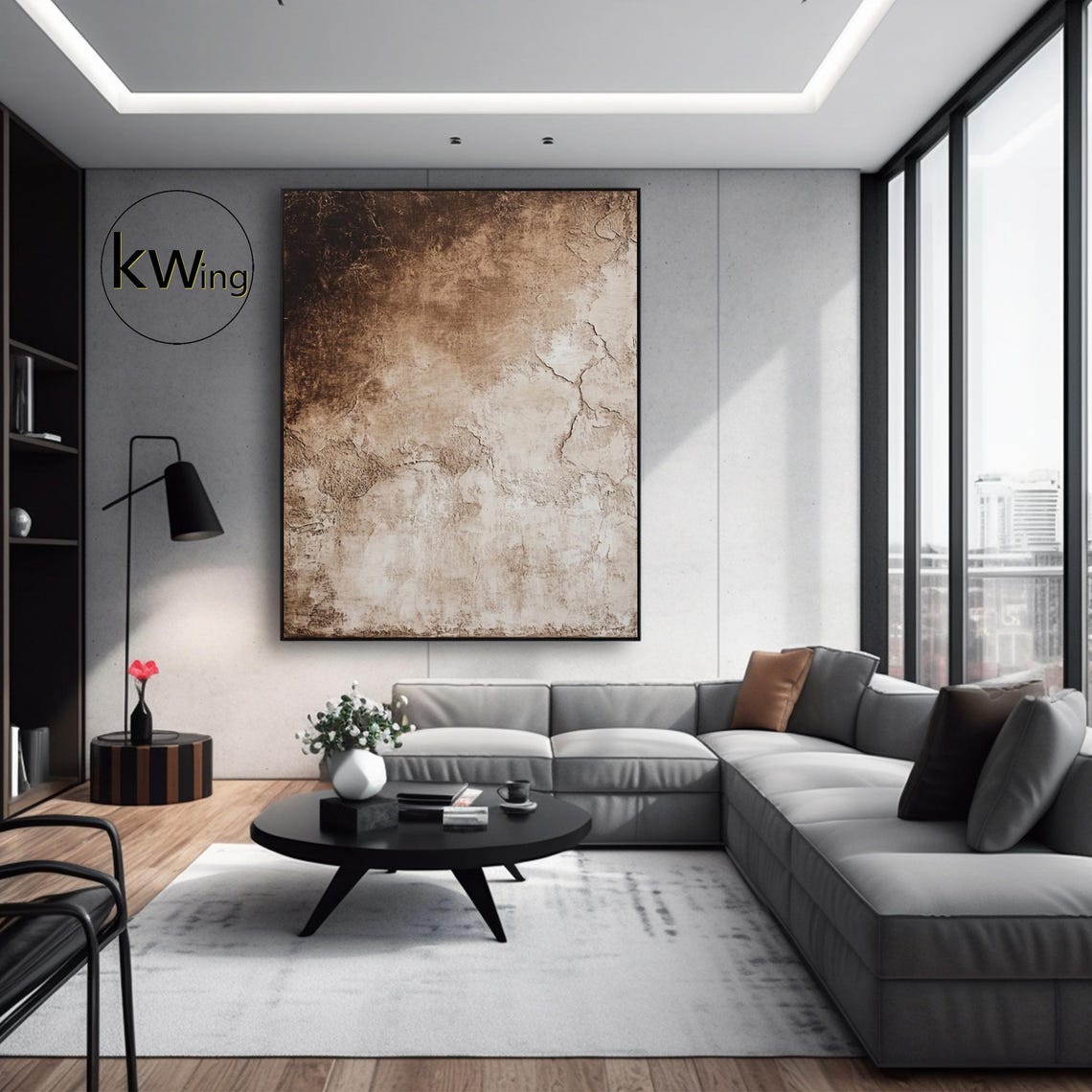 Brown Beige Textured Abstract Wabi Sabi Painting Neutral Wall Poster - Image 2