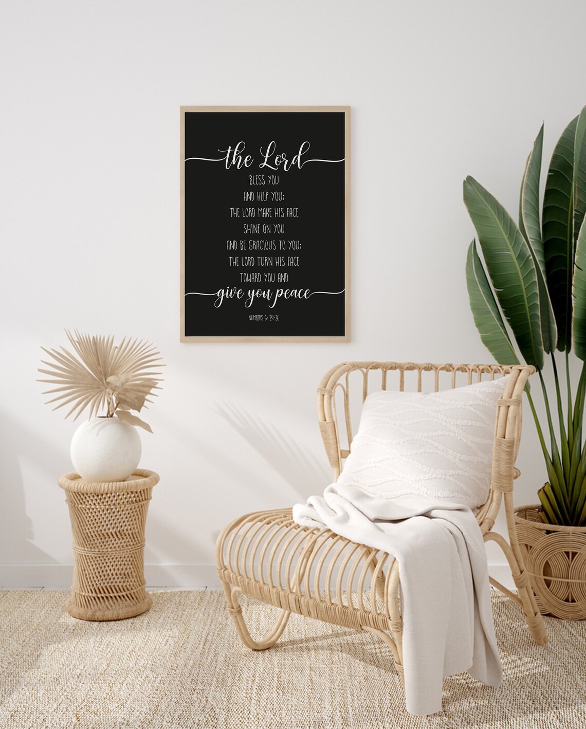 Numbers 6:24-26 The Lord Bless You Scripture Sign Black Script Poster - Image 3