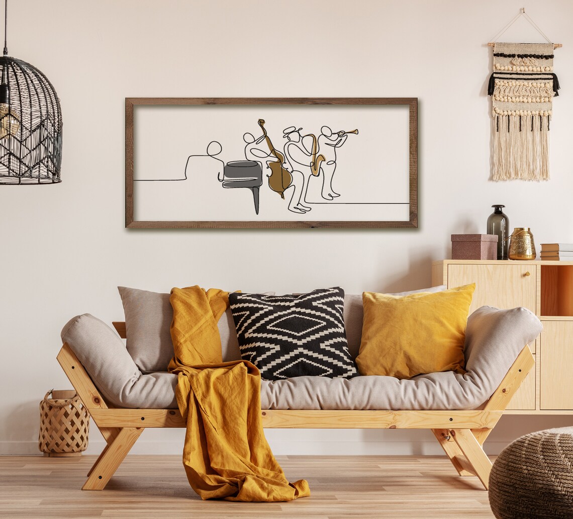 Jazz Player One-Line Drawing, Modern Farmhouse Art Print - Image 4