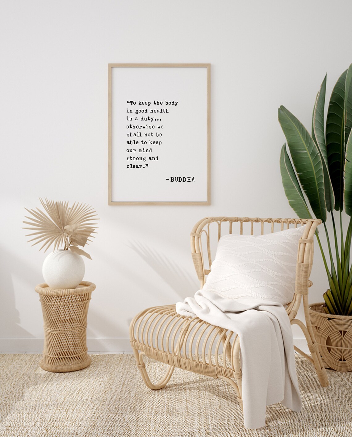 Buddha Healthy Body Healthy Mind Duty Quote Minimalist Poster - Image 2