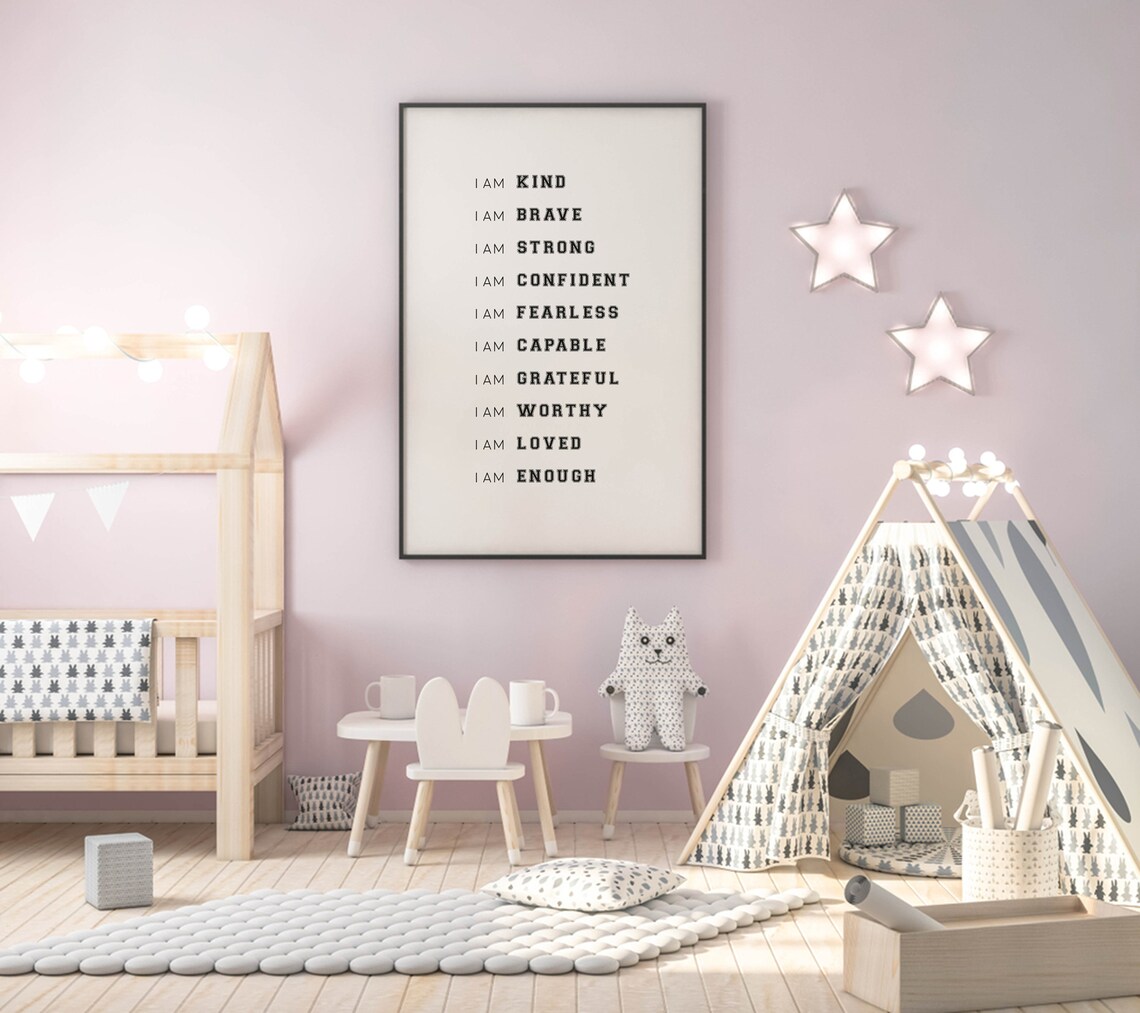 Inspirational Nursery Decor Affirmations For Kids Rainbow Affirmations Wood Sign I Am Kind Smart Loved - Image 4
