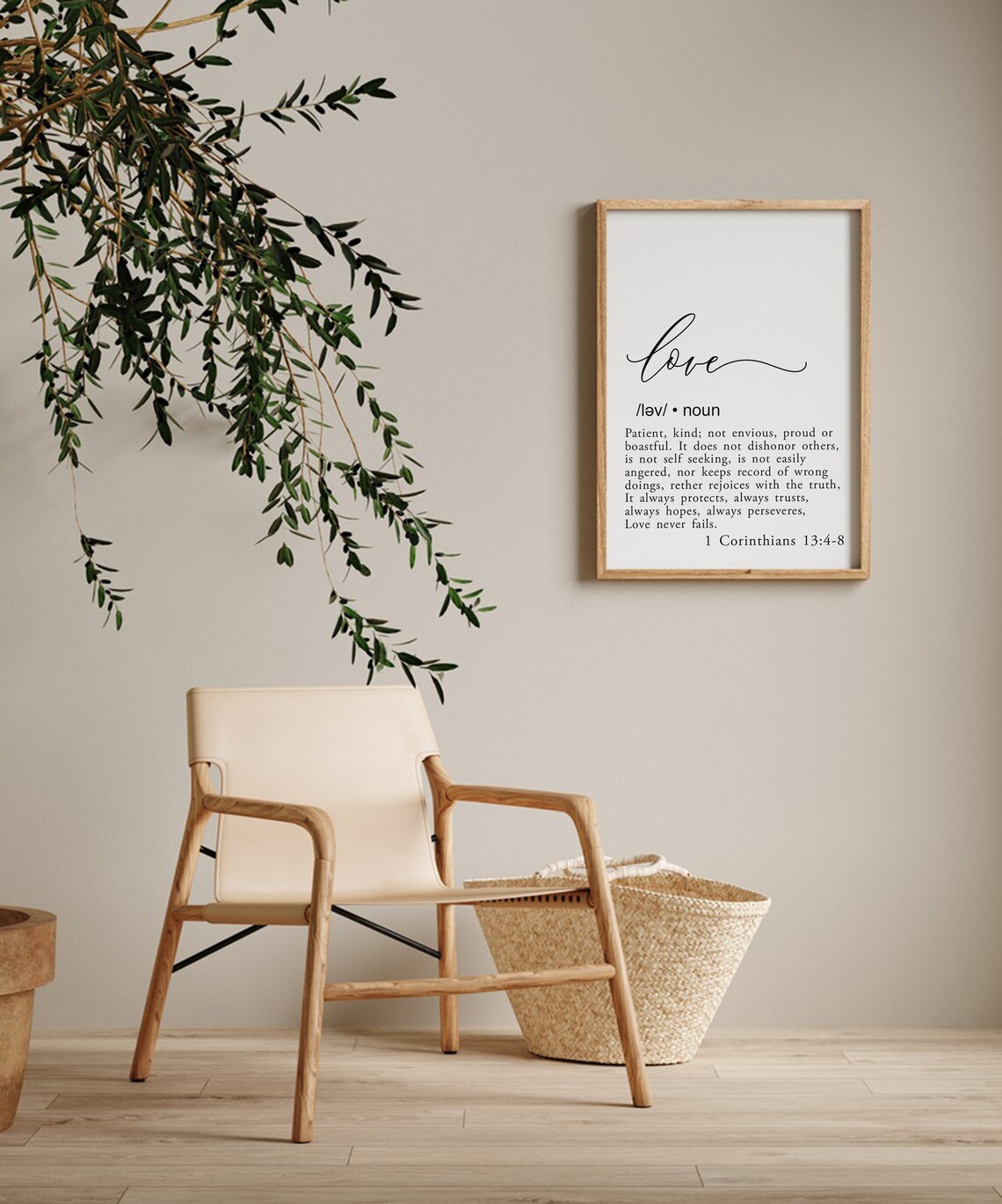 Love Definition Bible Verse Art with 1 Corinthians 13 Passage Poster - Image 5