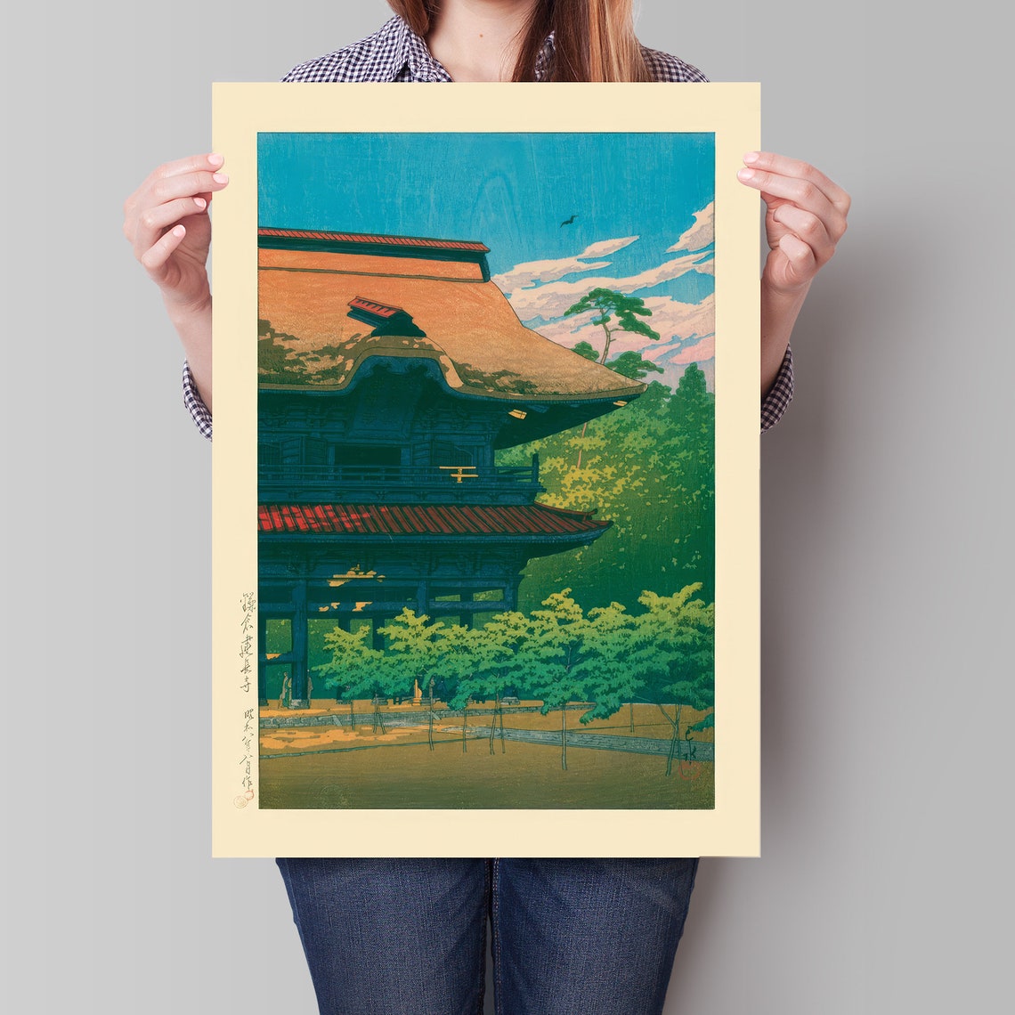 Japanese Temple Gate Woodblock Style Vintage Architecture Poster - Image 4
