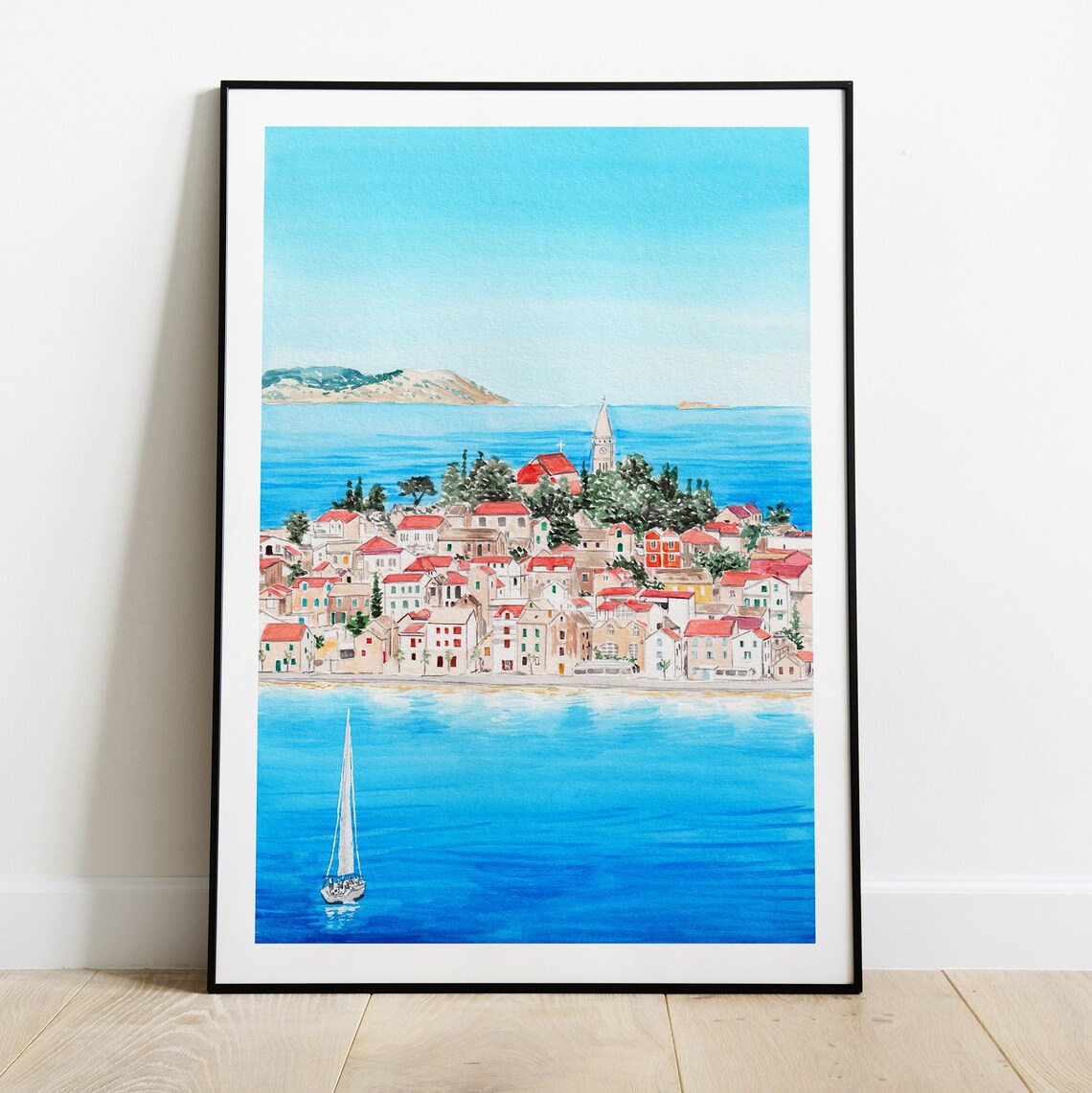 Primosten Croatia Travel Poster, Cityscape Print - Image 2