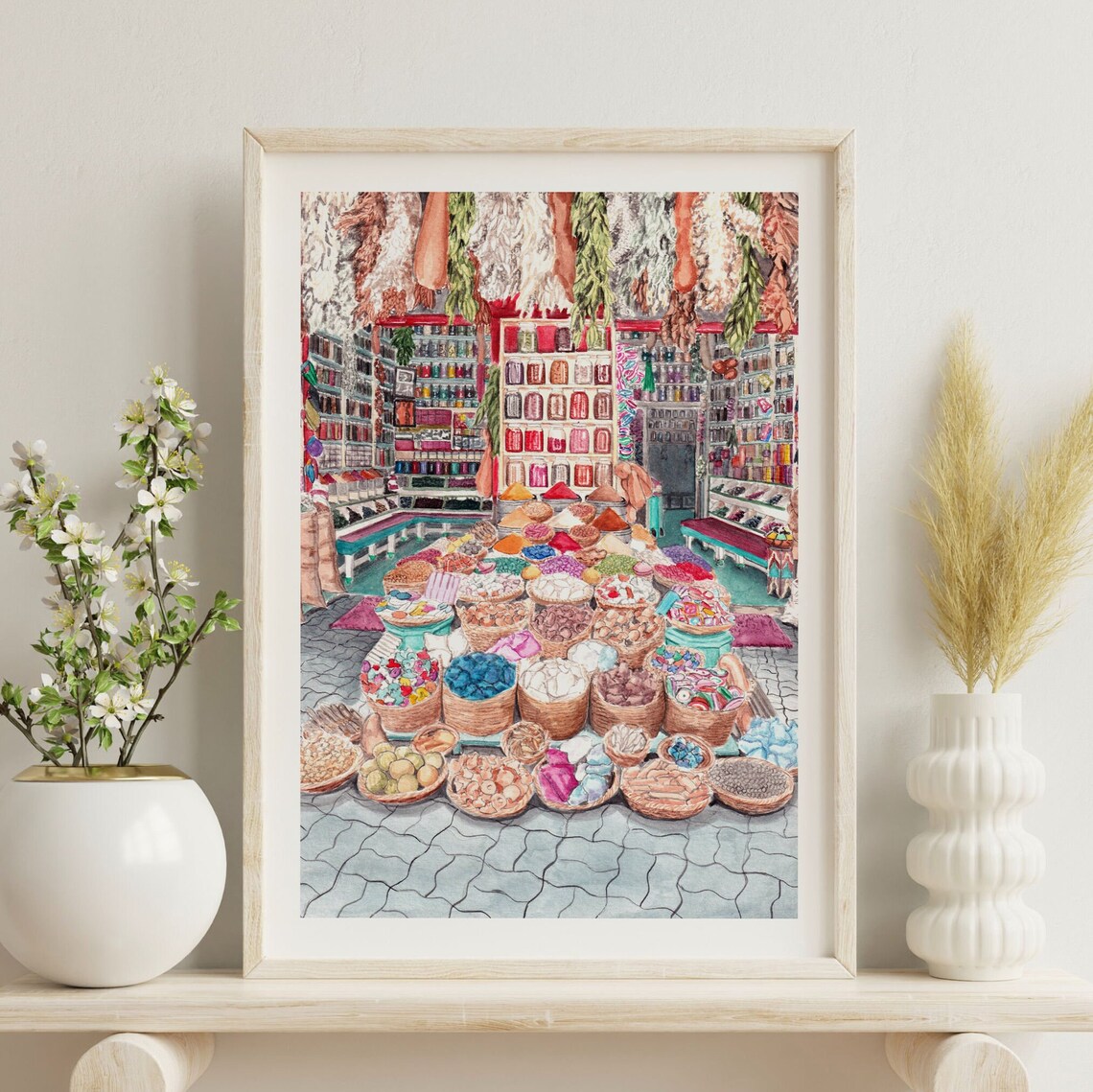 Marrakech Spice Shop Travel Poster, Morocco Cityscape - Image 3