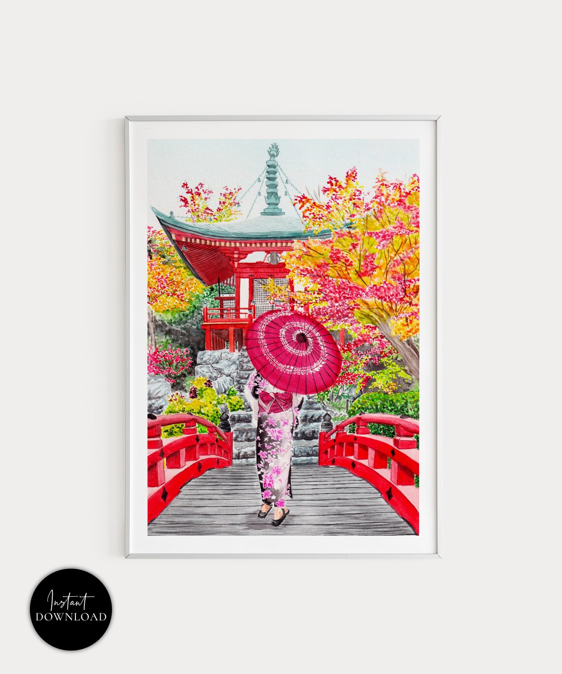 Kyoto Daigoji Temple Travel Poster, Japan Art Print