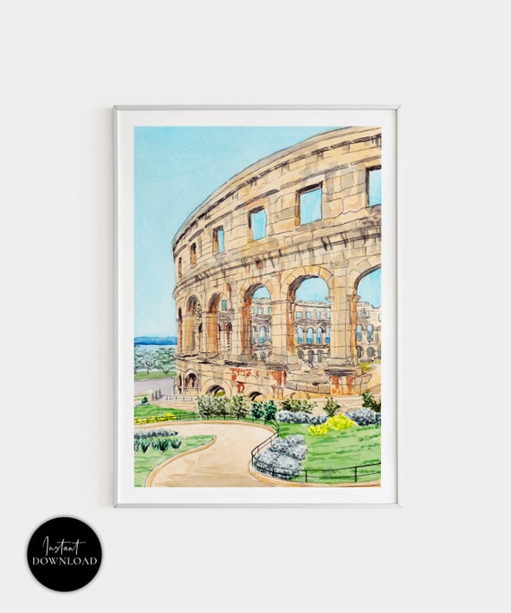 Pula Croatia Cityscape Art Print, Europe Travel